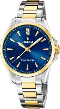 Orë dore Festina F20655/4 për meshkuj, dyngjyrëshe me fushë të kaltër