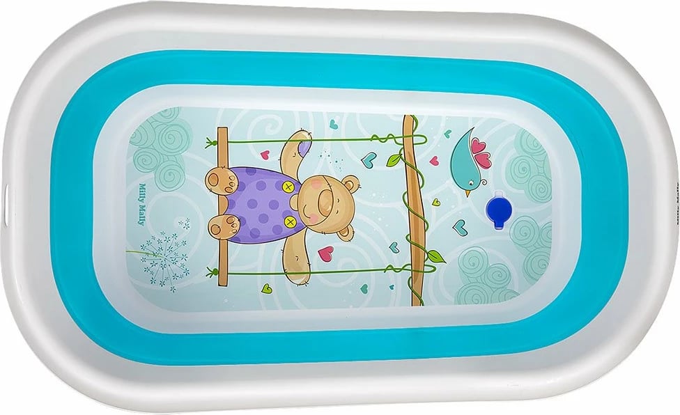 Vaskë bebe palosëse me kullesë, Milly Mally Aqua, termo-tapë sensore, 80x48x23 cm, blu