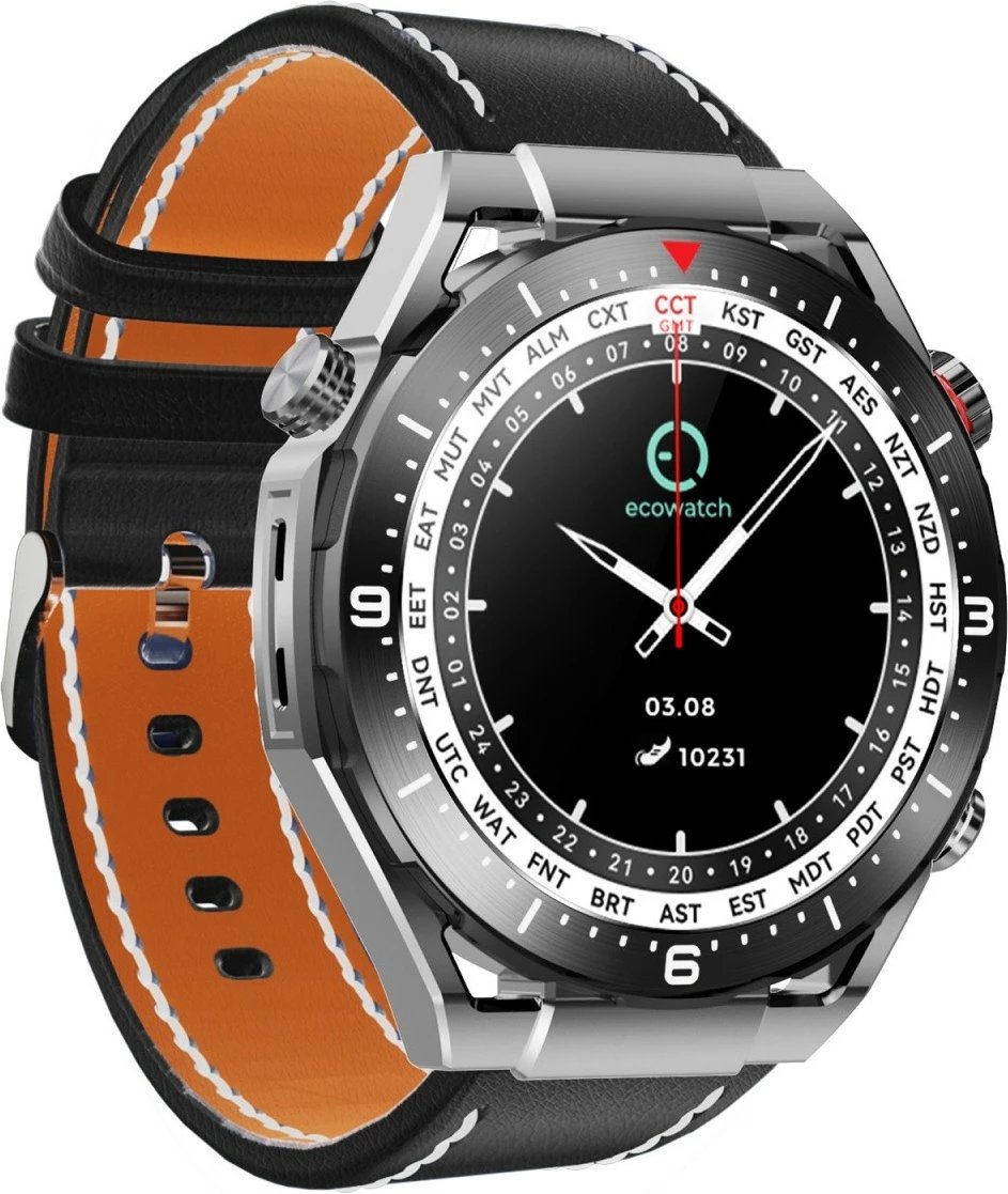 Smartwatch EcoWatch EW01, 1.5", Bluetooth, 400 mAh, i zi, set me 3 paskash