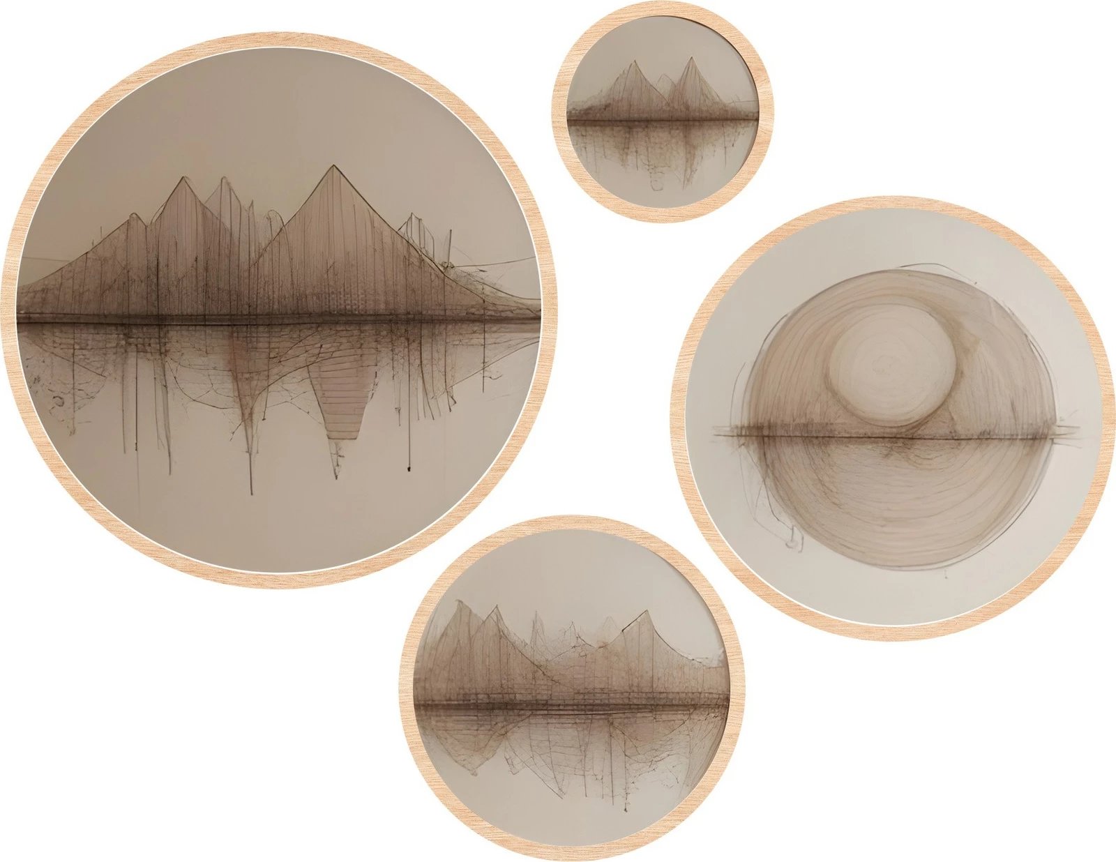 Pikturë dekorative me kornizë MDF (4 copë), Wallity, Huhu299