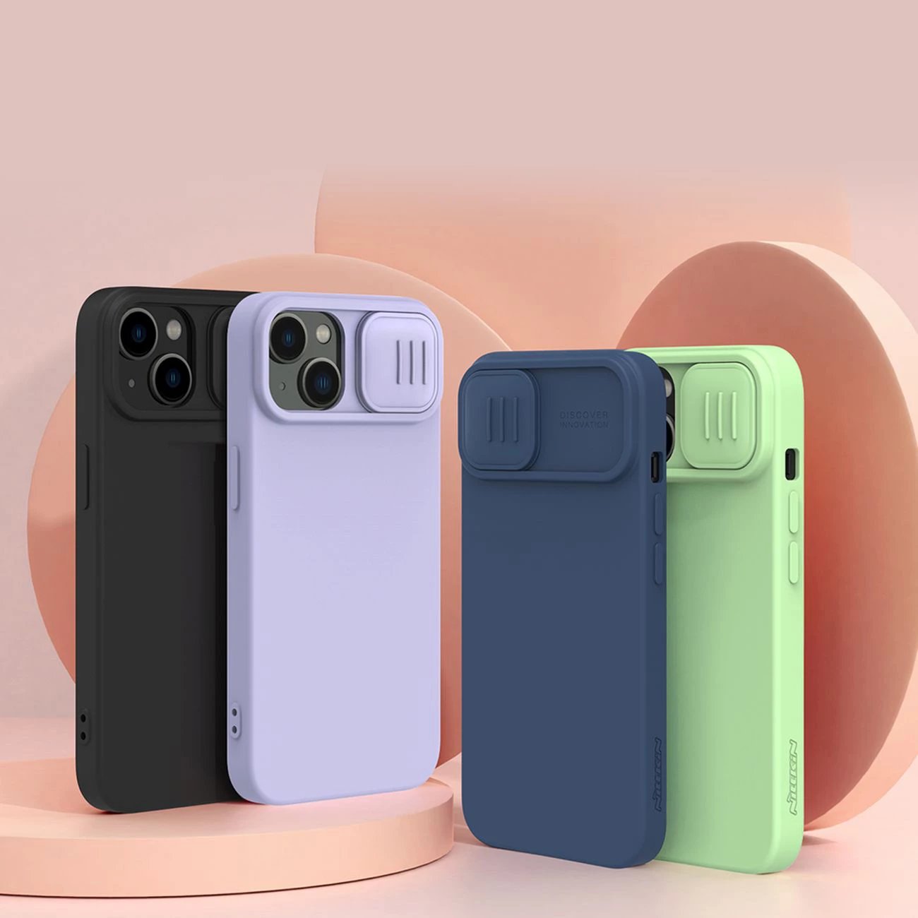 Mbështjellës Nillkin CamShield Silky Silicone për iPhone 14 Plus, MagSafe, me kapak kamere, Zi Mbështjellës Nillkin CamShield Silky Silicone për iPhone 14 Plus, MagSafe, me kapak kamere, Zi