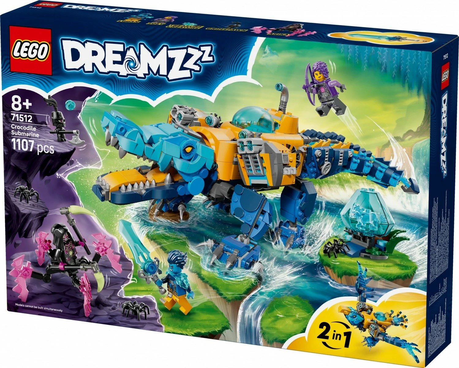 Set LEGO DREAMZzz 71512 Crocodile-Submarine, 1107 pjesë, 2-në-1, 8+