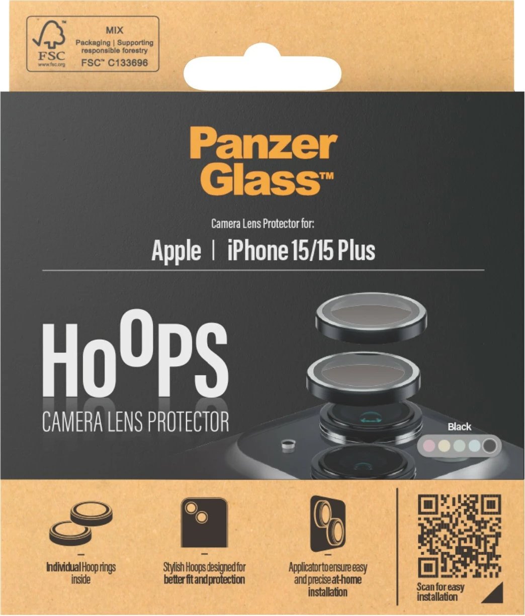 Mbrojtës kamerash PanzerGlass për iPhone 15 6.1, i zi