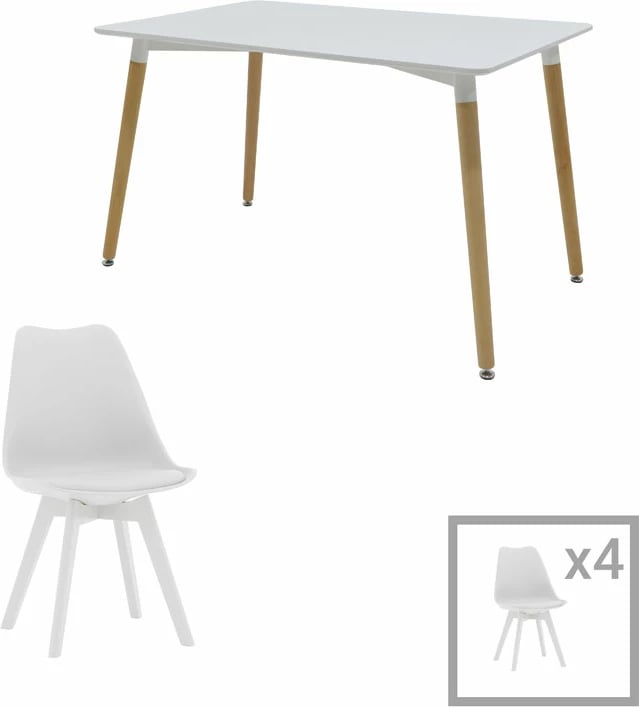 Set tavoline me karrige për studentë Natali-Gaston, set 5 copë, e bardhë, 120x80x76cm