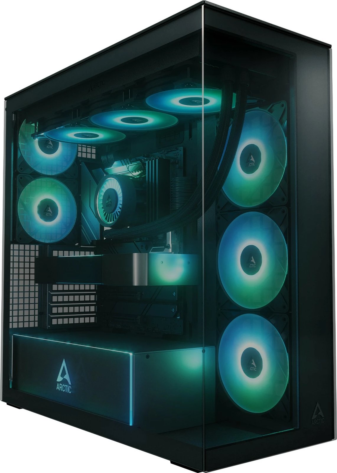 Kasë ARCTIC Xtender, Midi Tower, xham i temperuar, RGB, e zezë