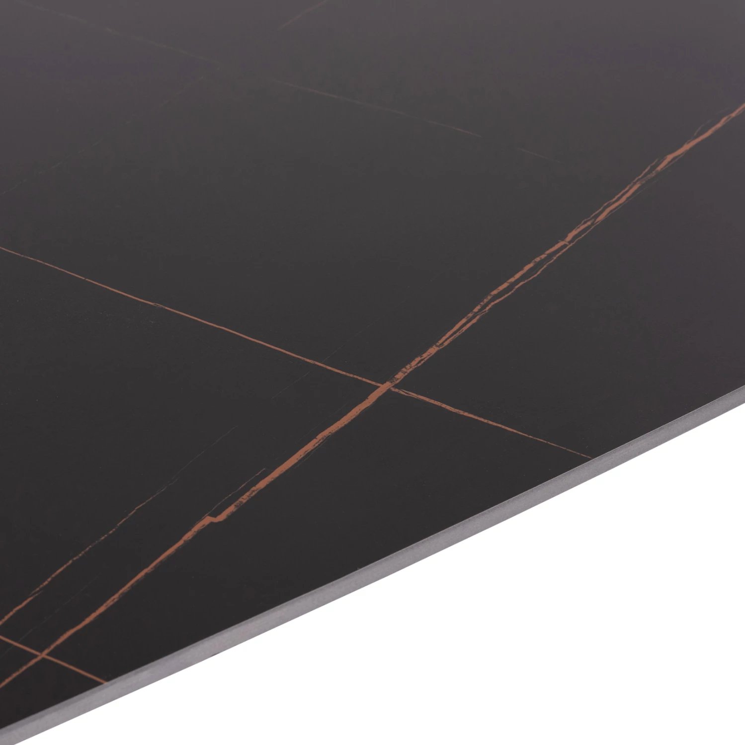 Tavolinë ngrënieje RAVEN, sipërfaqe qeramike, pamje mermeri të zi, 160x80x74cm