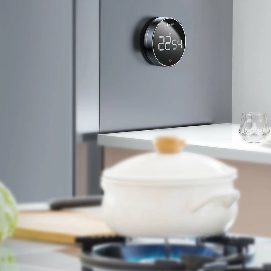 Timer elektronik Baseus Heyo Pro, FMDS000013, LED, magnet, gri Timer elektronik Baseus Heyo Pro, FMDS000013, LED, magnet, gri