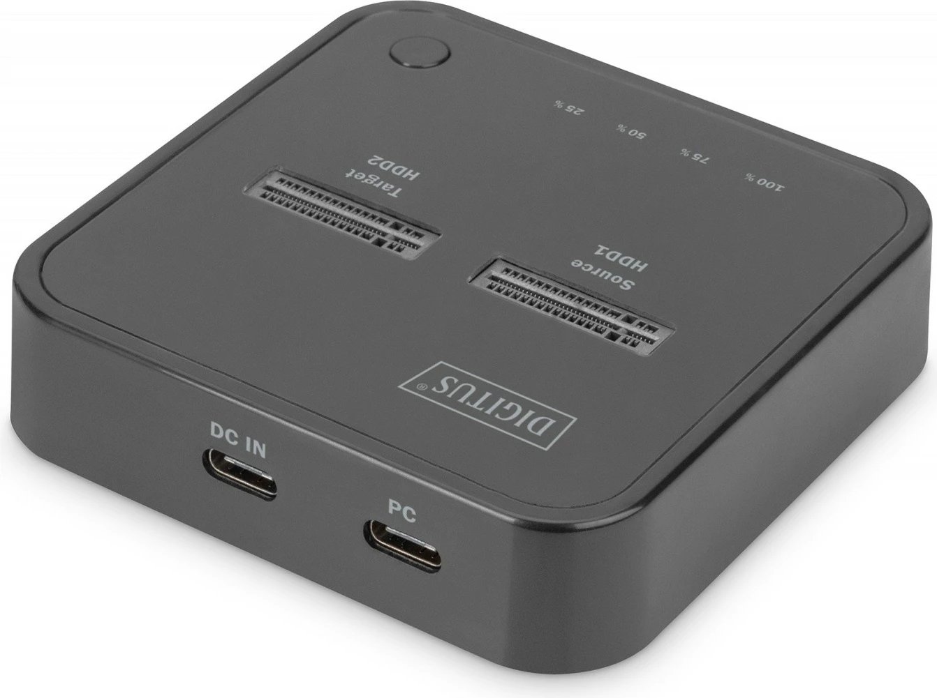 Stacion dokimi i dyfishtë Digitus DA-71545 për SSD M.2 NVMe, funksion klonimi offline, USB-C, zi