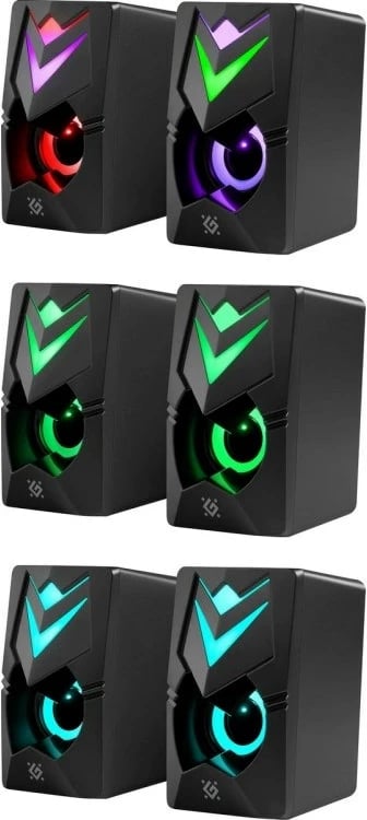 Altoparlantë Defender J4 2.0, 6W, me LED, për PC, të zinj