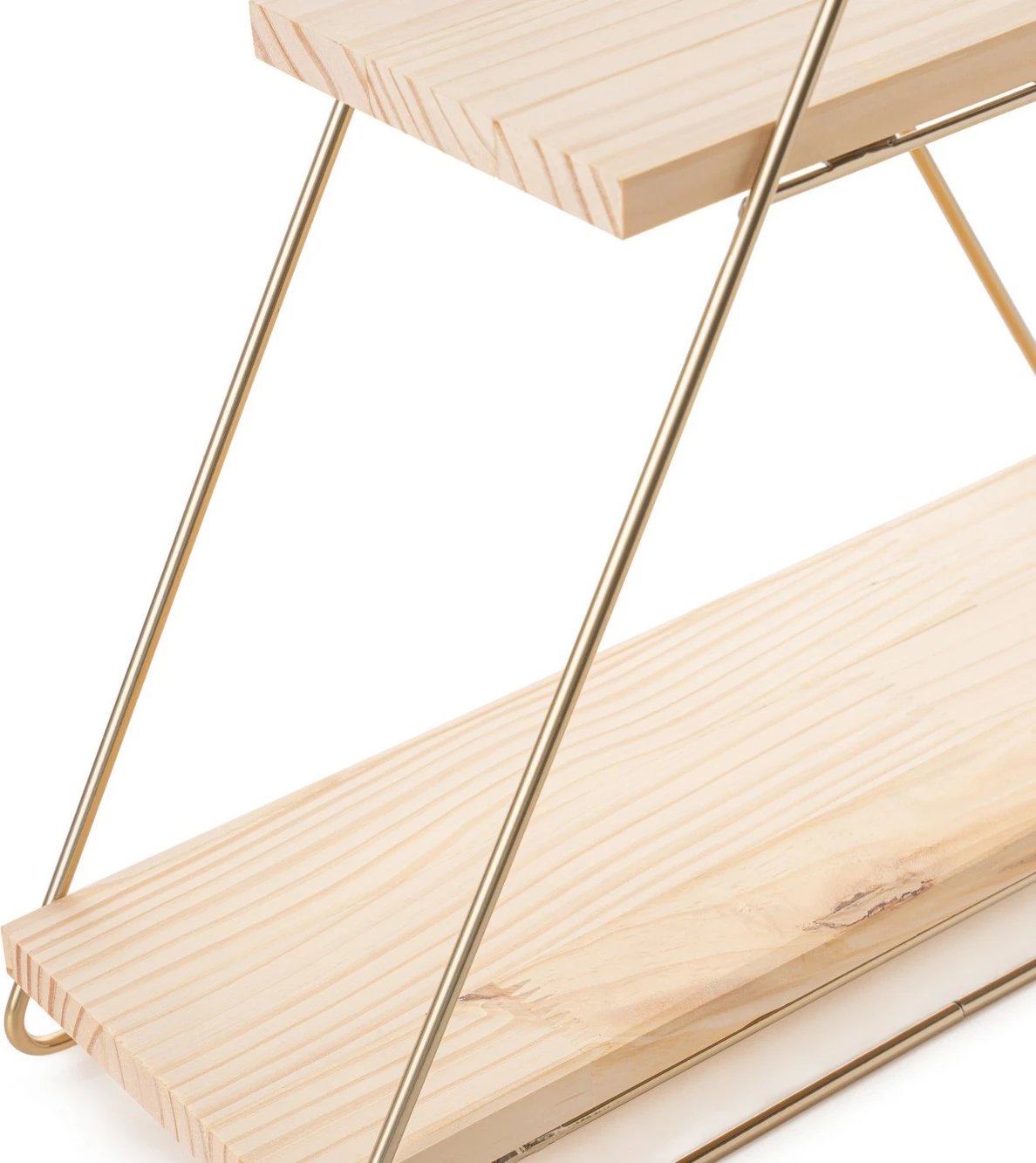 Raft muri prej druri të fortë, ngjyrë ari dhe kafe, Hanah Home, raf organizues shumë qëllimësh, 38x16x42cm