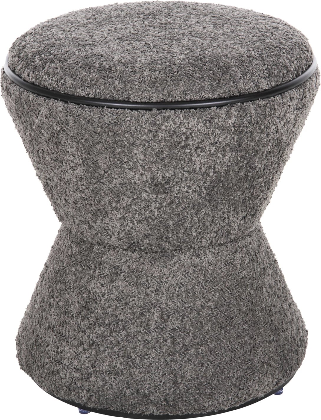 Karrige për bar rrumbullake LINNER FH9604.01, pëlhurë boucle gri-me detaje të zeza, D38x44 cm