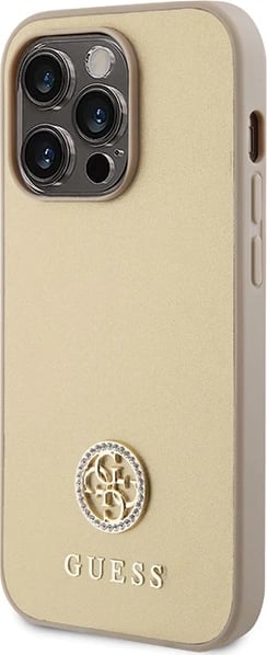 Mbështjellës Guess GUHCP15XPS4DGPD për iPhone 15 Pro Max 6.7", hardcase, Strass Metal Logo, ari