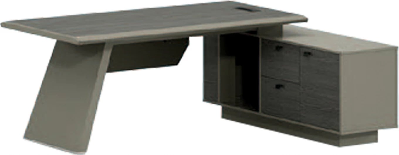 Tavolinë profesionale zyre, këndore, ngjyrë moka & hiri, Lux Series, FH2115, 196x150x75cm