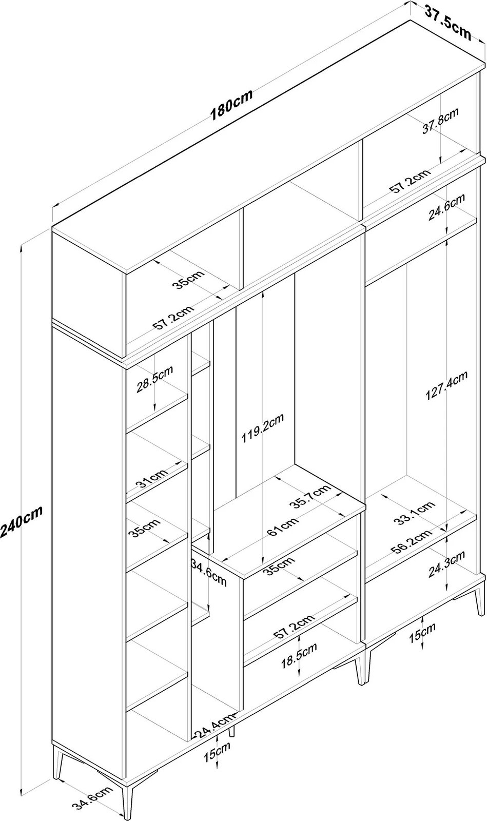 Stendë korridori Hanah Home, EA121 - 2765, ngjyrë arrë dhe e bardhë