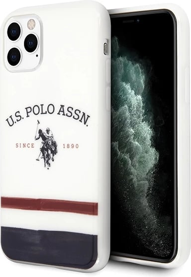 Mbështjellës U.S. Polo Assn. USHCN58PCSTRB për iPhone 11 Pro, Pattern Tricolor, Bardhë
