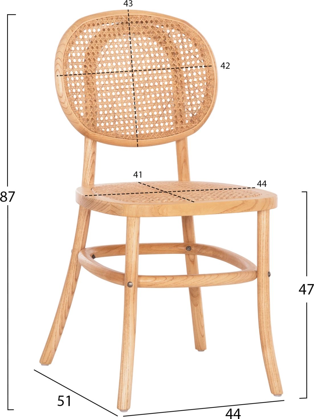 Karrige për ngrënie, e grumbullueshme, PENNY, FB98747.11, dru ahu, ratan sintetik, 44x51x87 cm.