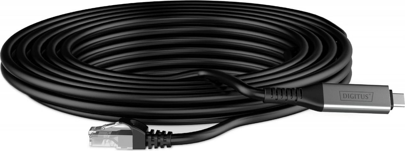 Adapter LAN Digitus AK-300601-020-S, USB-C në RJ45, 1 Gbit/s, 2m, Zi