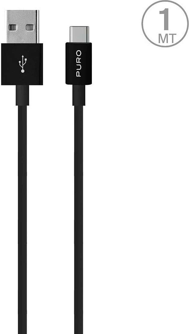Kabllo USB-A në USB-C Puro White 1m, e zezë Kabllo USB-A në USB-C Puro White 1m, e zezë