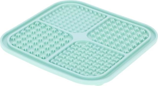 Mbështjellës KERBL Slow-eating Licking Mat - Turquoise Tray, Bowl për Qen/Mace - 20x20 cm