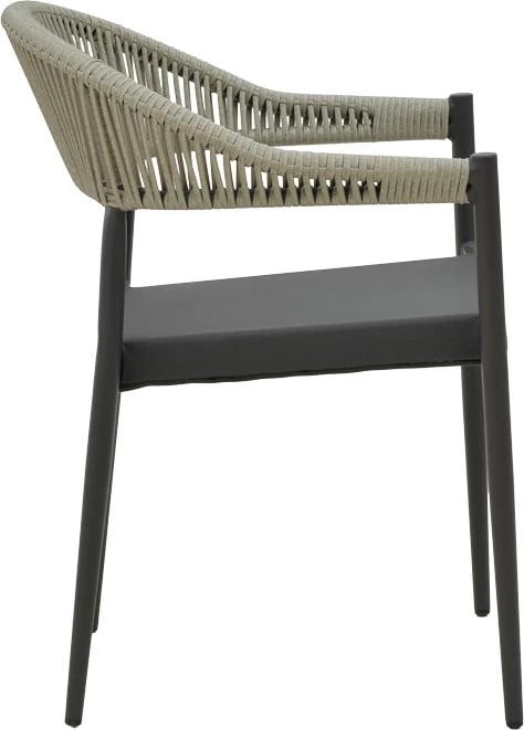 Karrige alumini Elation e grumbullueshme, kornizë antracit-tekstilen rattan antracit, 56x62x77cm