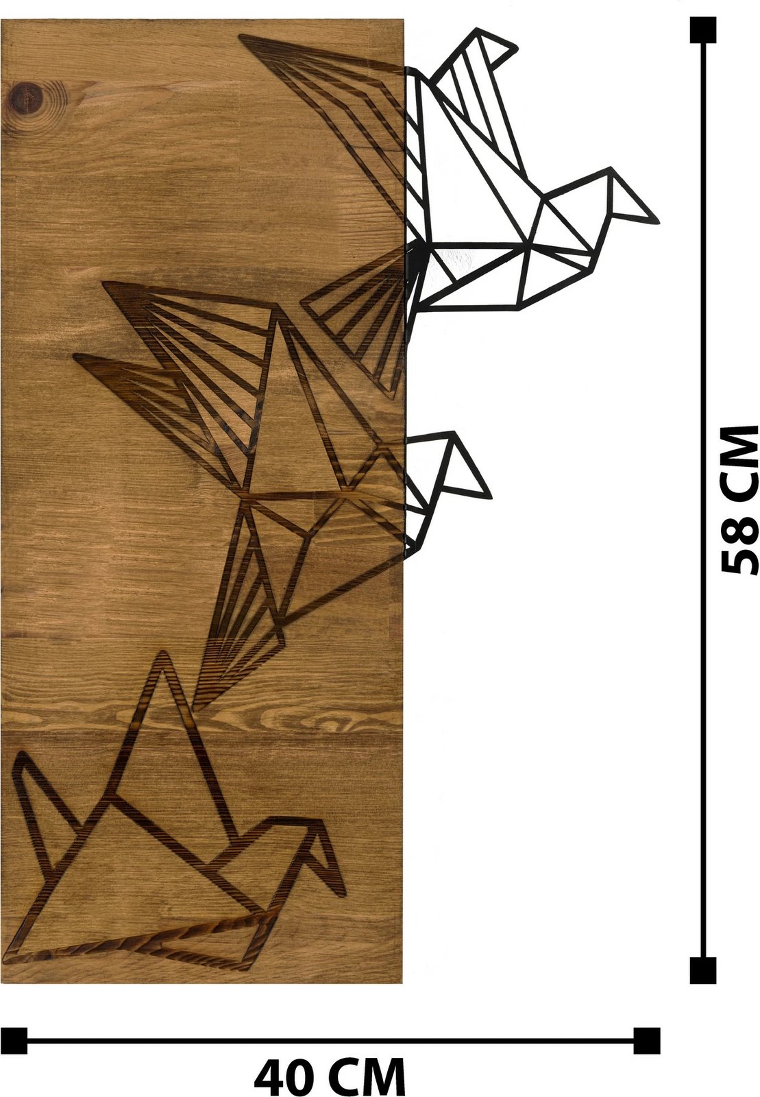 Aksesor dekorativ prej druri për mur, Wallity, Oragami