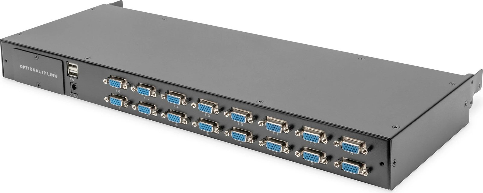 Konsolë modulare Digitus 19" HD LCD, 16-port VGA KVM, e zezë