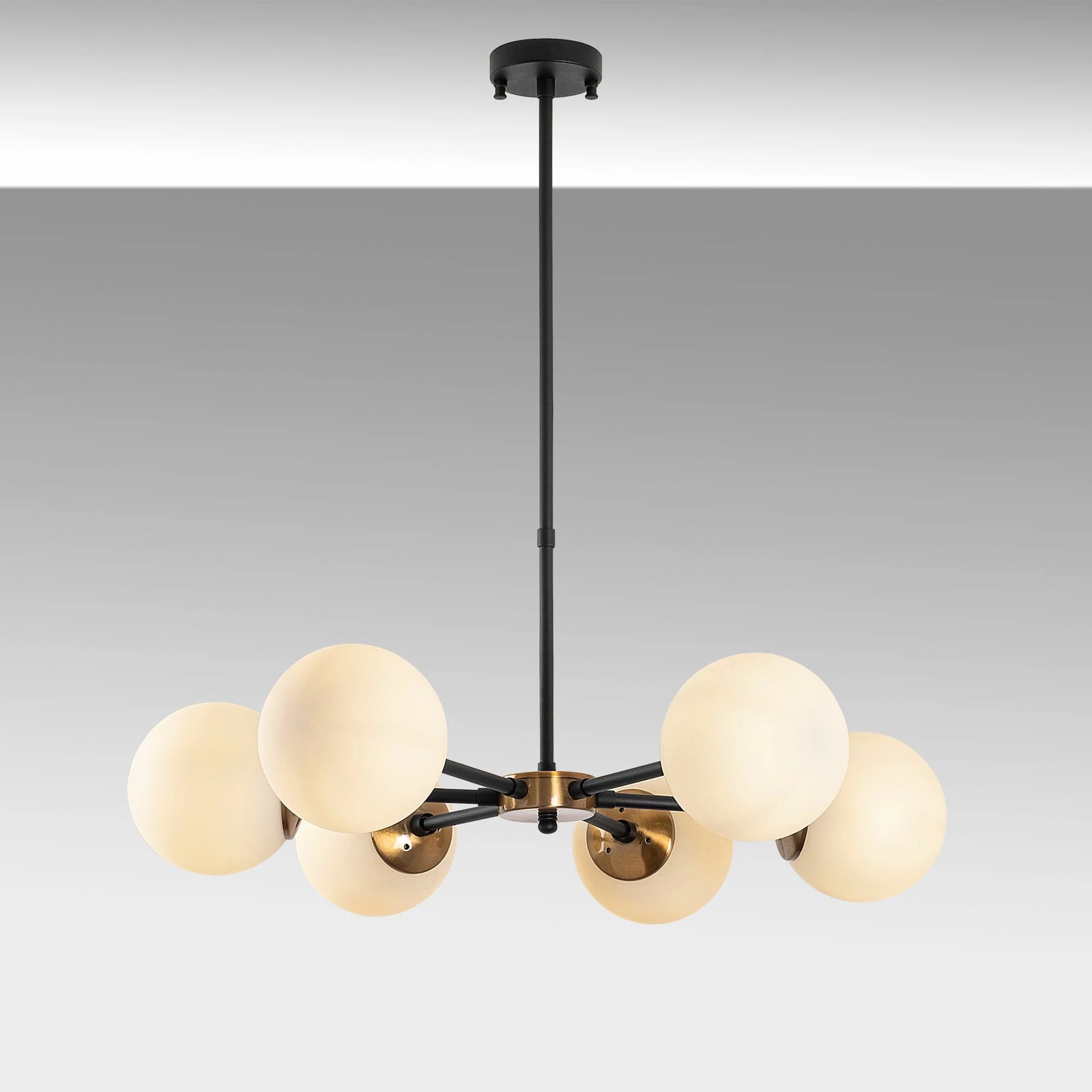 Llambë tavani Opviq, Akkas - 10085, 6 copa, ngjyrë e zezë/antik/krem, 73x73x35-72cm