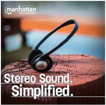 Kufje MANHATTAN Stereo 3.5mm, të zeza, me kabllo 2.2m