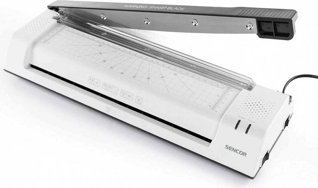 Laminator 2n1 Sencor SLA 350 A3 2x75–2x125 µm me gilotinë, i bardhë