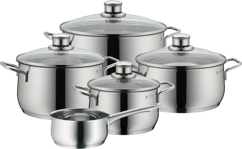 Set tenxheresh WMF Diadem Plus 07 3355 6040 çelik inox, kapakë qelqi, argjendtë, 5 copë