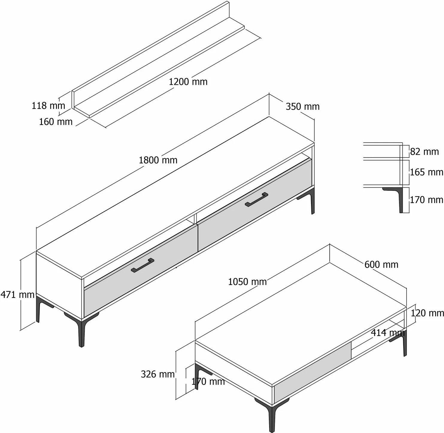 Set mobiljesh për dhomë dite, Istanbul, ngjyrë arre, mermer i bardhë