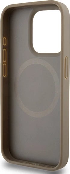 Mbështjellës DKNY Leather Printed Pattern Metal Logo MagSafe për iPhone 15 Pro Max, Kafe