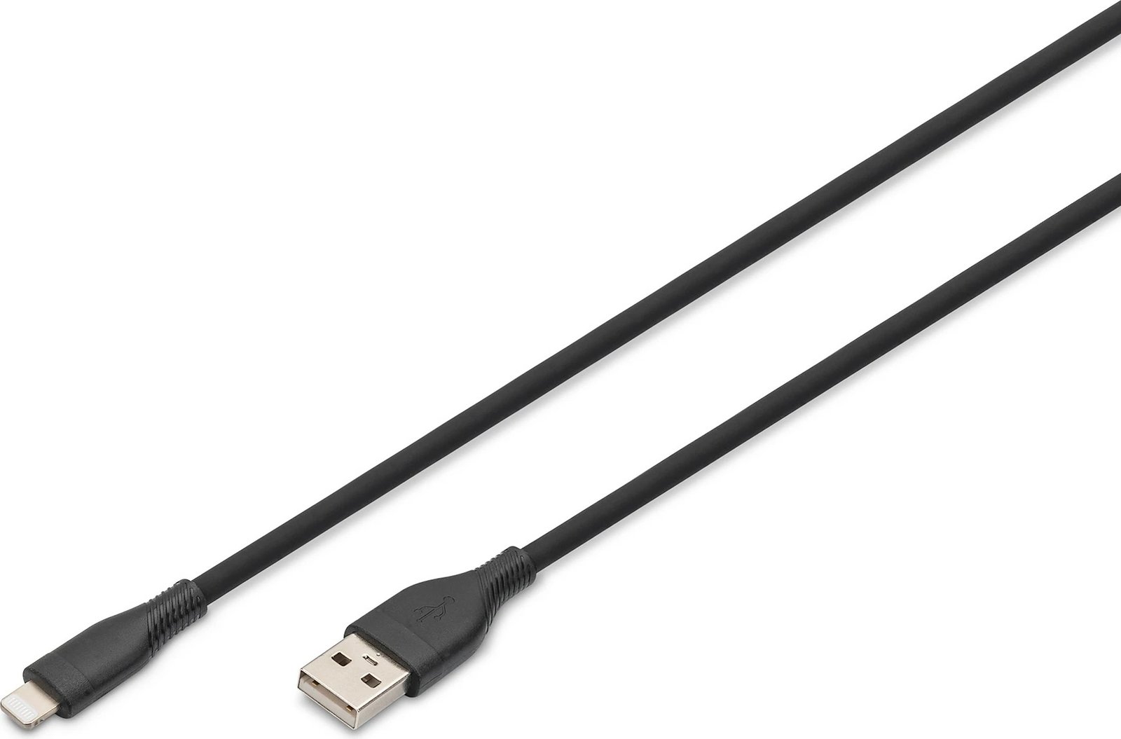 Kabllo USB Lightning Digitus 2m, silikon, e zezë