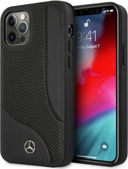Mbështjellës Mercedes MEHCP12LCDOBK për iPhone 12 Pro Max, lëkurë natyrale, i zi