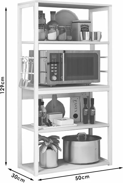 Njësi rafti për dysheme Tace metalike, ngjyrë bardhë-natyrale, 50x30x129 cm
