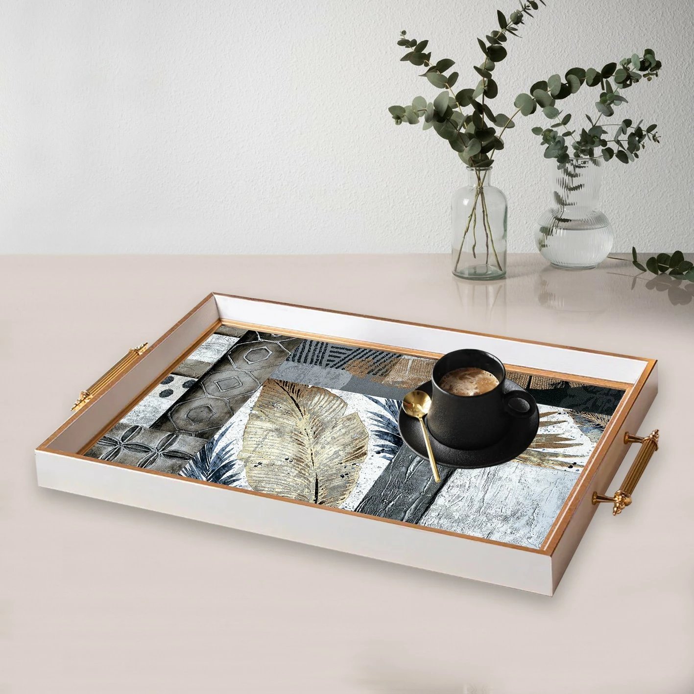Tabaka prej qelqi Aberto Design, shumëngjyrëshe, TPB9890, 50x29x3.5cm