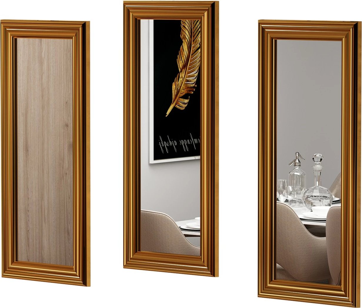 Set pasqyrash (3 copë), Skye Decor, bronzi, Lavia