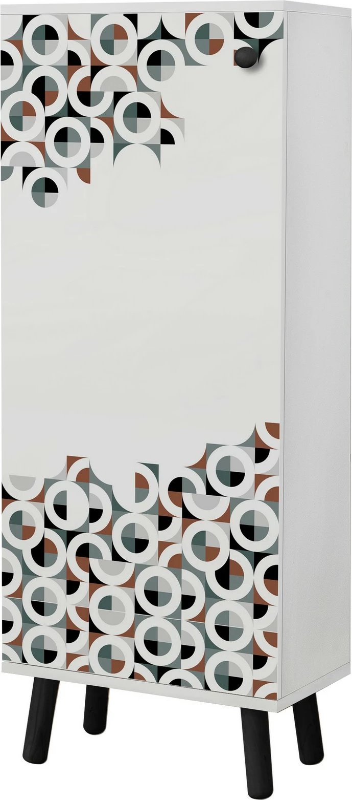 Dollap këpucësh Skye Decor, Vegas - SB 958, i bardhë/zi, me rafte të shumta