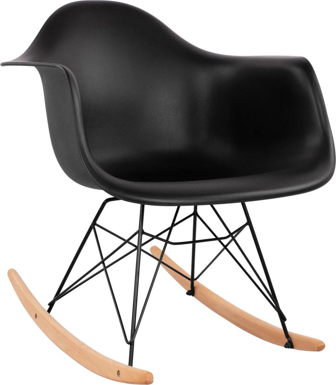 Karrige lëkundëse me krahë, ngjyrë e zezë, kornizë e zezë, FH0035.12, 61x71x64 cm