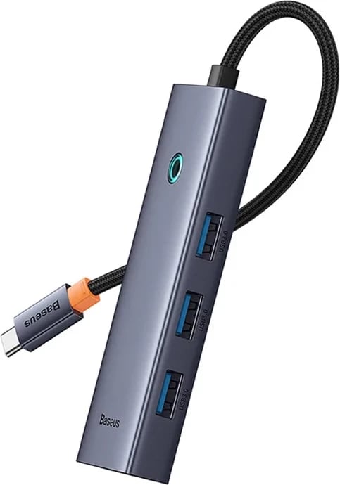 Hub USB-C, Baseus Flite Series B00052809813-00, 5 porta 1x HDMI 4K@30Hz + 4x USB 3.0 5Gbps, gri
