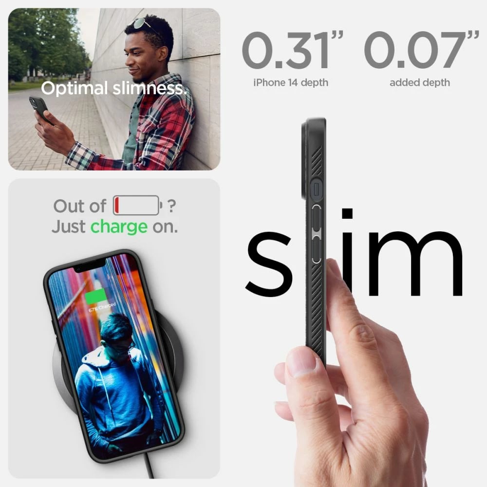 Mbështjellës Spigen Liquid Air për iPhone 14, Matte Black