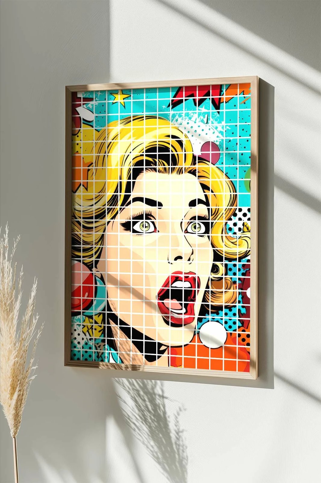 Pikturë dekorative me kornizë, shumëngjyrëshe, Popkare29, Wallity, 33x48cm