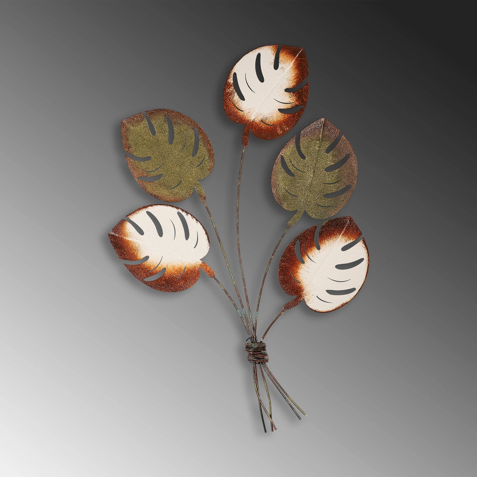 Aksesor dekorativ metalik për mur, Wallity, Monstera v2