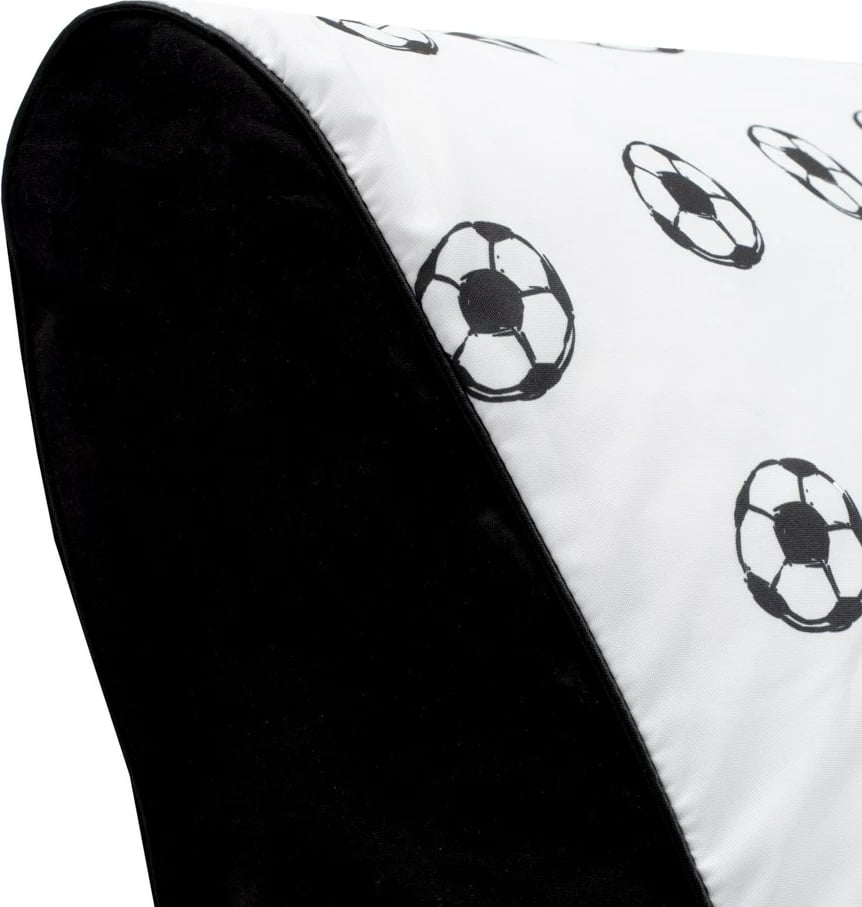 karrige fëmijësh, New Baby, Football JUNIOR, mbushje EPS me toptha polistireni, mbulesë pambuku e heqshme me zinxhir, 60×58×60 cm, e zezë