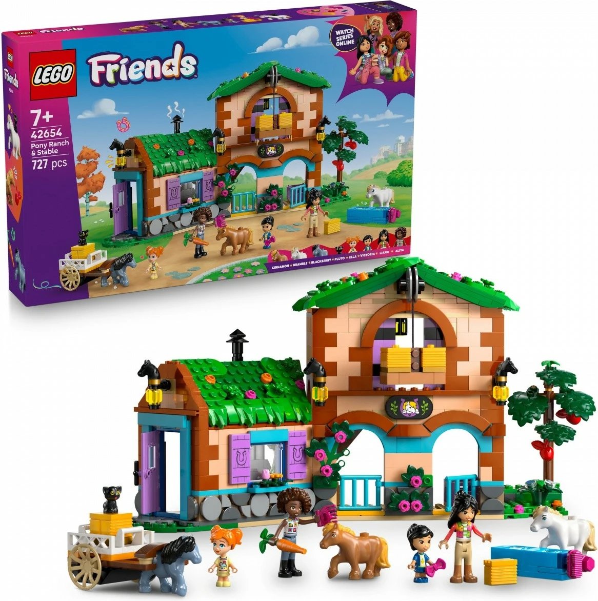 Set ndërtimi LEGO Friends 42654 Pony Ranch and Stable, 727 pjesë, për vajza, shumëngjyrësh