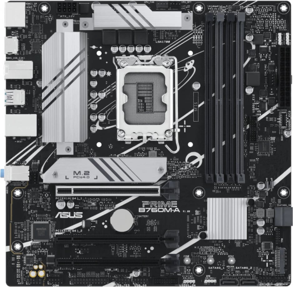 Pllakë amë, Asus, Prime B760M-A CSM 90MB1EK0-M0EAYC, Intel B760, LGA1700, microATX, Silver/Black