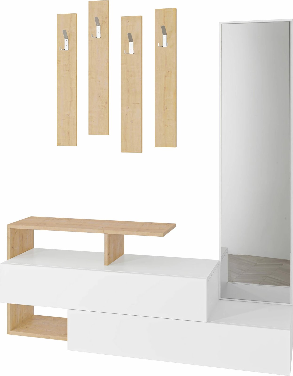 Stendë për korridor, Skye Decor, ngjyrë e bardhë dhe lis, Ramda