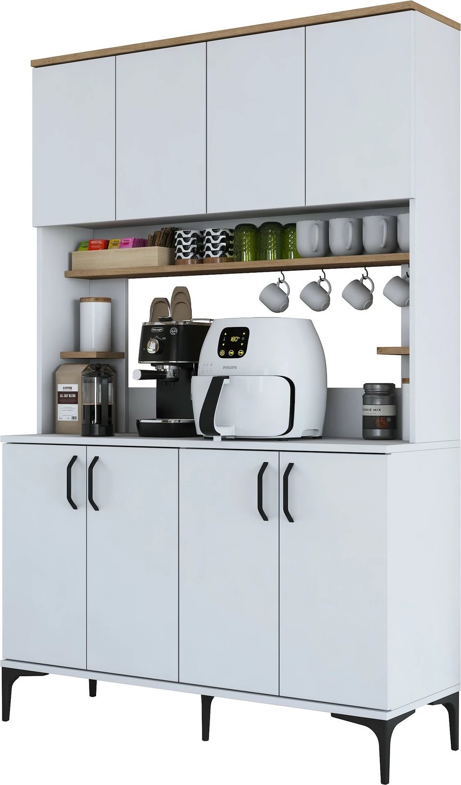 Dollap multifunksional Hanah Home, JE176 - 3291, ngjyrë e bardhë dhe arre