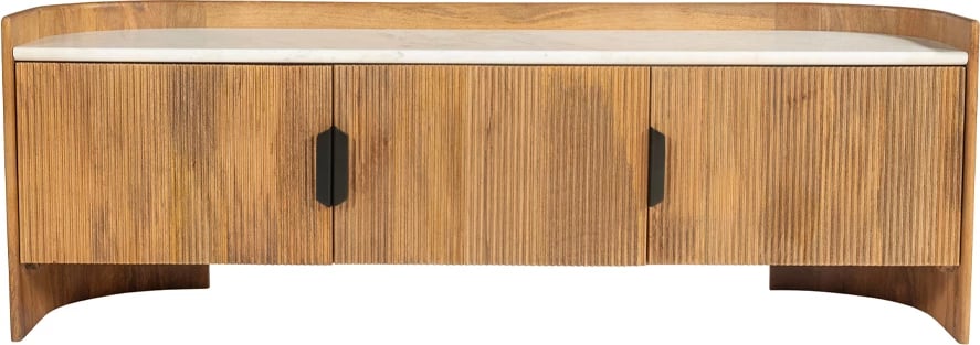 Komodë TV ORGANIC BITTER, 2 dyer, ngjyrë arre-bardhë, 147x45x50