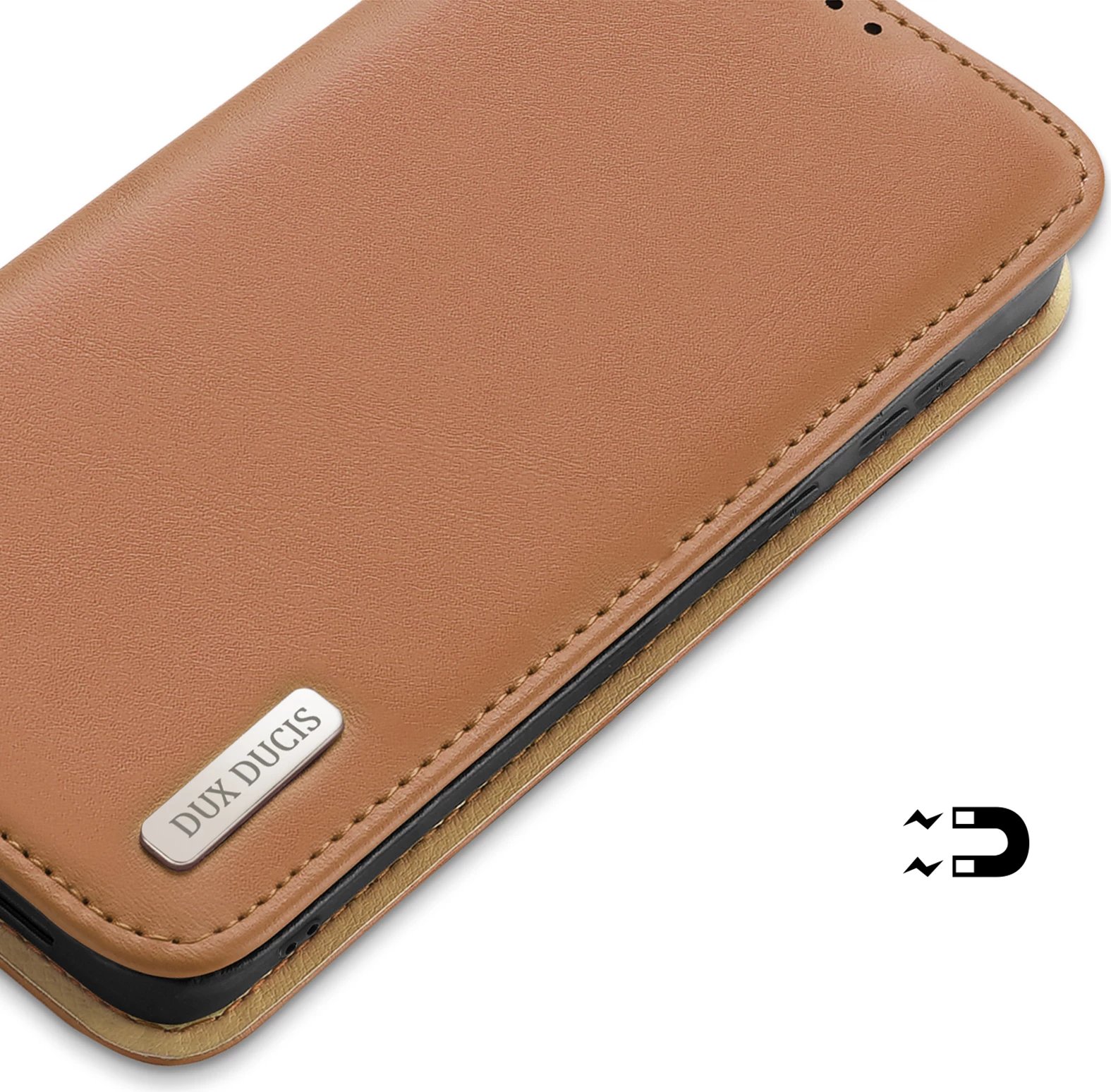 Mbështjellës Dux Ducis Hivo për Samsung Galaxy S24 Plus, me kapak, portofol, RFID blocker, Kafe